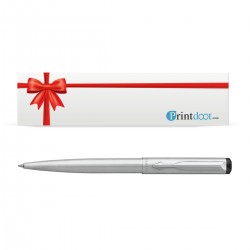 Printdoot Personalized Pen with Name, Customized Parker Vector CT Ball Pen with Name Engraved on Metal box and pen Both Stainless Steel (1 Unit, Ink Color - Blue),