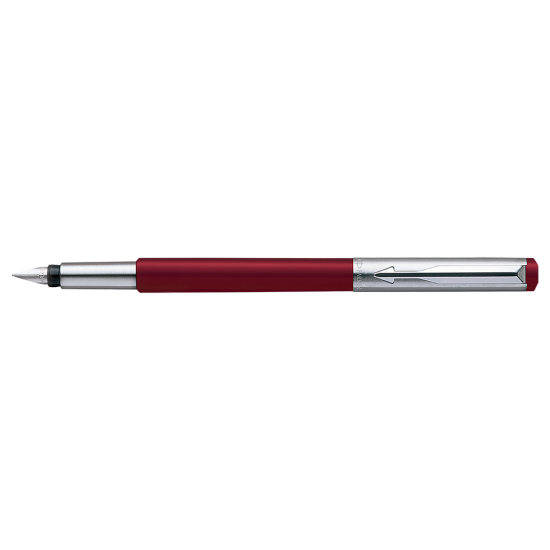 Parker Vector Metallix Fountain Pen (F) Red with Quink Ink Bottle