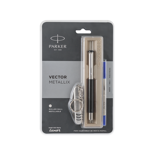 Parker Vector Metallix Roller Ball Pen CT (Black) + Swiss Knife