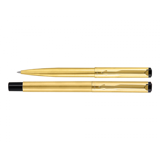 Parker Vector Gold Roller Ball Pen+Ball Pen With Card Holder