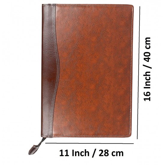 Printdoot.com Leatherette PU Material File & Folder for Holding Official Document, Certificate | 2 Tone Brown | 20 Leafs | Without Handle