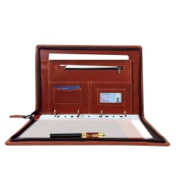 Printdoot.com Leatherette PU Material File & Folder for Holding official document, certificate| 4 Ring Folder | 10 Leafs | Size: FS | Color: Brown