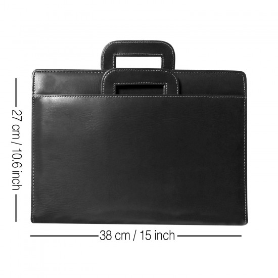 Printdoot.com Leatherette PU Material File & Folder for Holding official document, certificate| 2 Ring Folder with handle | without Leafs | Size: FS | Color: Black