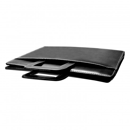 Printdoot.com Leatherette PU Material File & Folder for Holding official document, certificate| 2 Ring Folder with handle | without Leafs | Size: FS | Color: Black