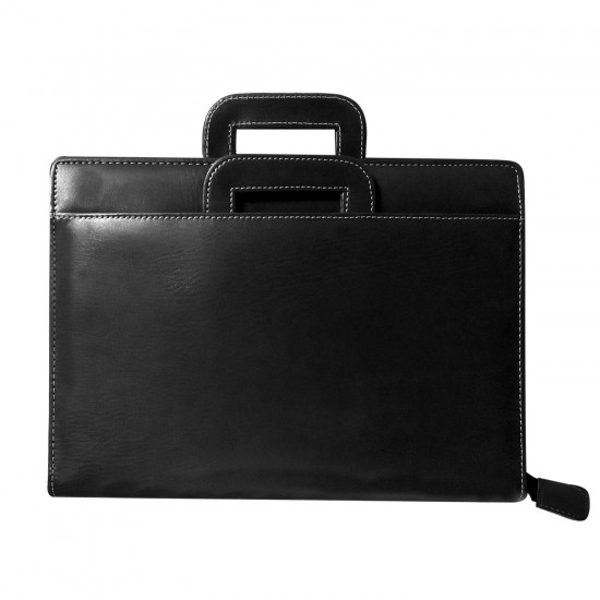 Printdoot.com Leatherette PU Material File & Folder for Holding official document, certificate| 2 Ring Folder with handle | without Leafs | Size: FS | Color: Black