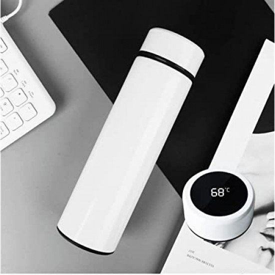 LED Temperature Display Insulated Water Bottle For Travel ,Home, Office, school 500 ml Flask (Pack of 1, White)